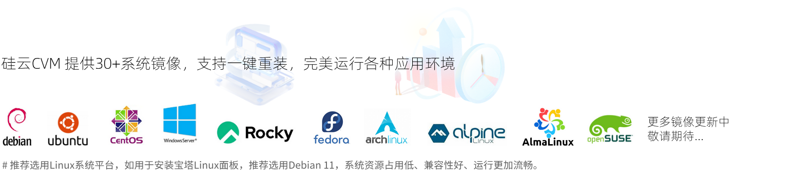 硅云香港服务器支持的系统镜像